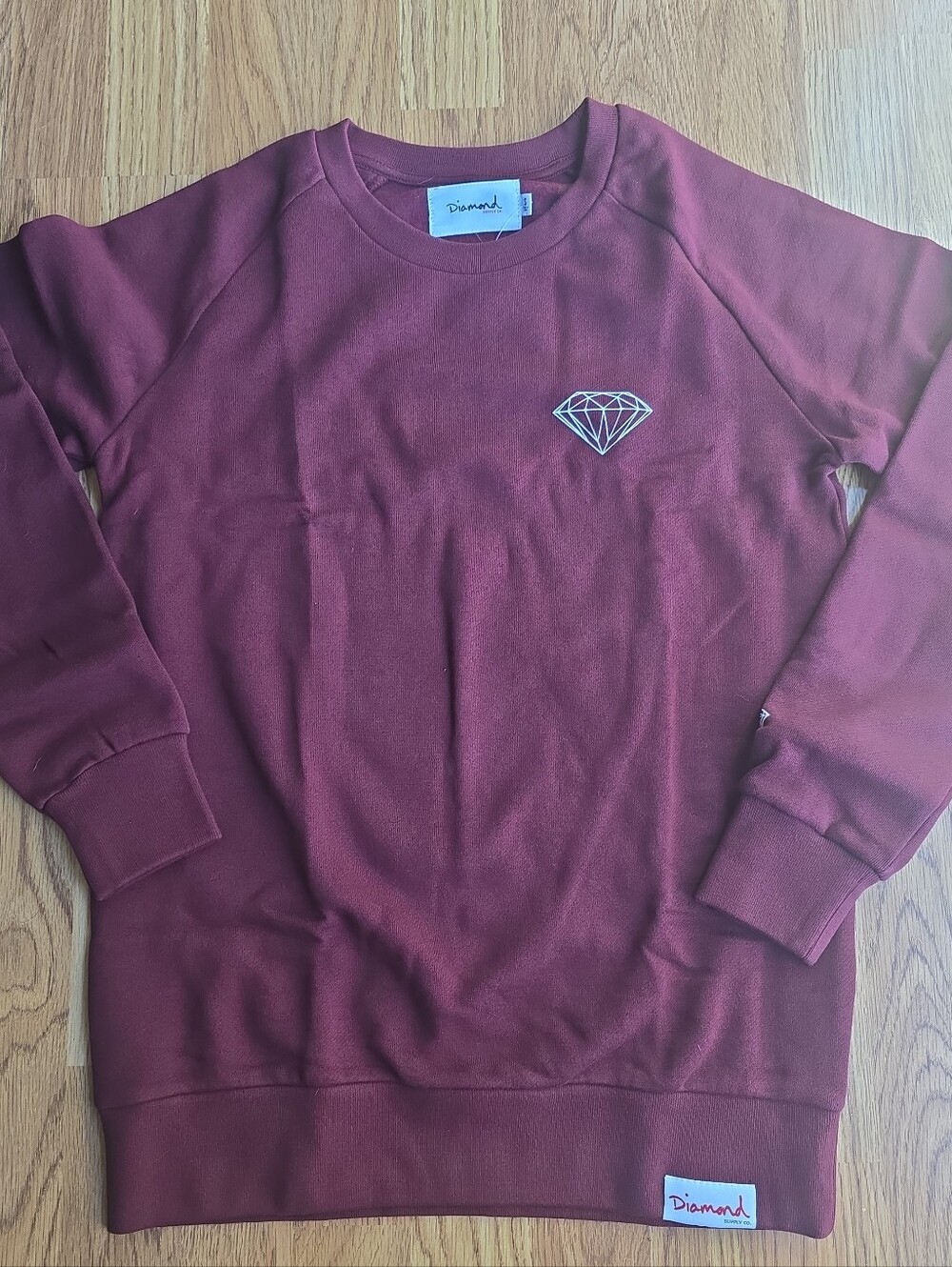 Diamond Supply Co. Crewneck Sweatshirt Maroon Burgundy Size Small S NWT